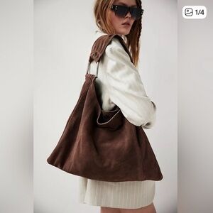 Free People Brown Suede Bobbi Tote